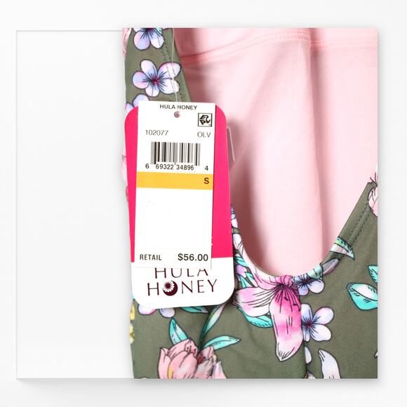 Hula Honey Tropic Romance Crochet One Piece Swimsuit Floral Halter Tie Size S - Picture 12 of 13